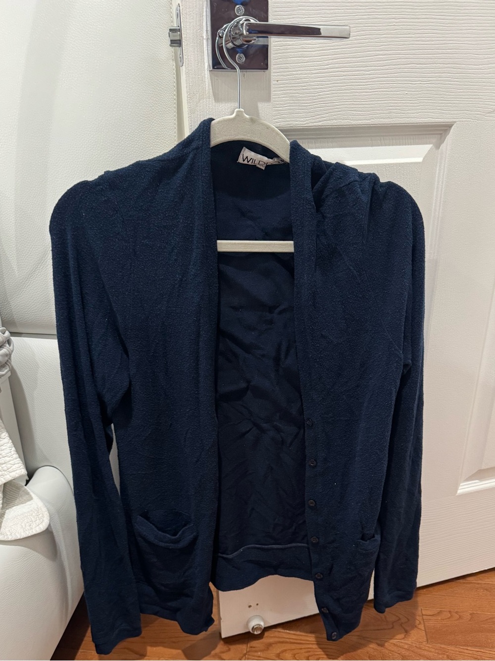 Navy Blue Button-Front Cardigan